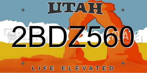 2BDZ560 Utah License Plate