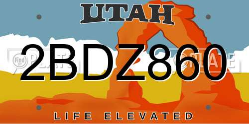2BDZ860 Utah License Plate