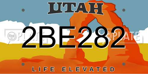 2BE282 Utah License Plate
