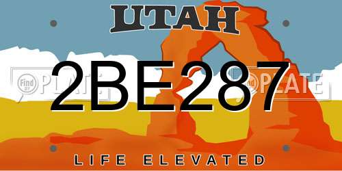 2BE287 Utah License Plate