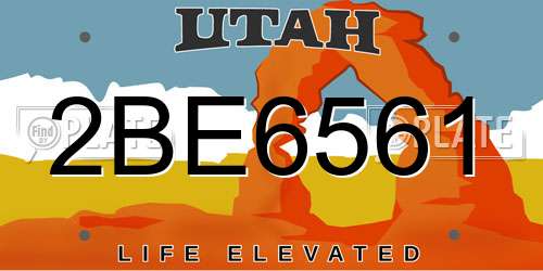 2BE6561 Utah License Plate