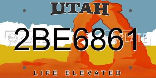 2BE6861 Utah License Plate