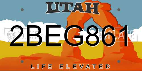 2BEG861 Utah License Plate
