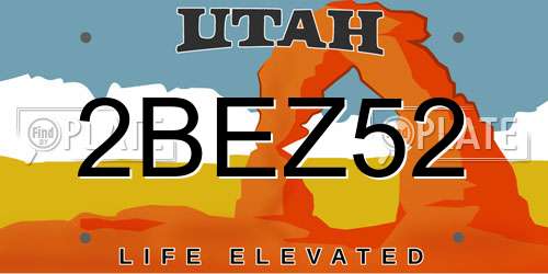 2BEZ52 Utah License Plate