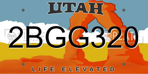 2BGG320 Utah License Plate