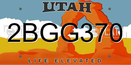 2BGG370 Utah License Plate