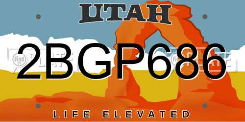 2BGP686 Utah License Plate
