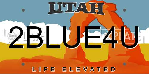 2BLUE4U Utah License Plate