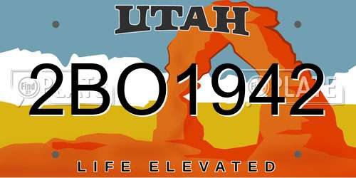 2BO1942 Utah License Plate