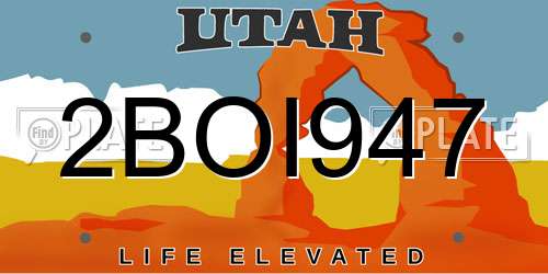 2BOI947 Utah License Plate