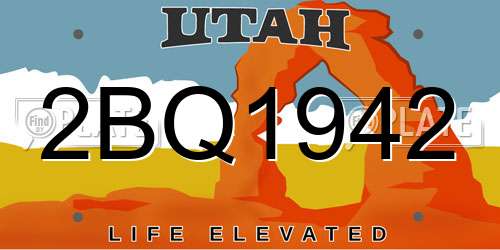 2BQ1942 Utah License Plate