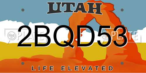 2BQD53 Utah License Plate