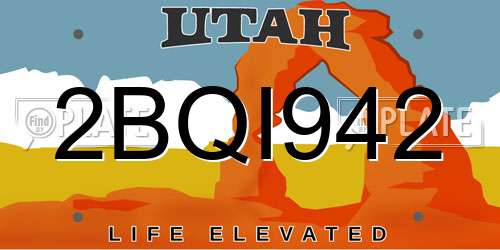 2BQI942 Utah License Plate