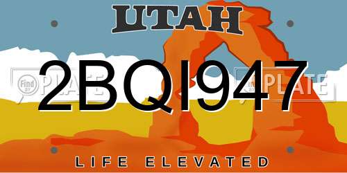 2BQI947 Utah License Plate