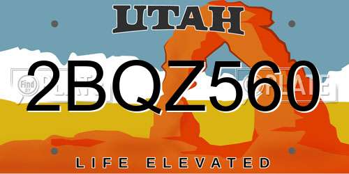 2BQZ560 Utah License Plate