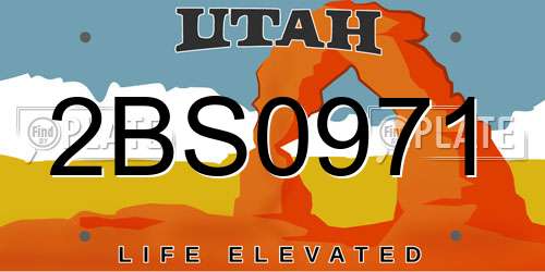 2BS0971 Utah License Plate