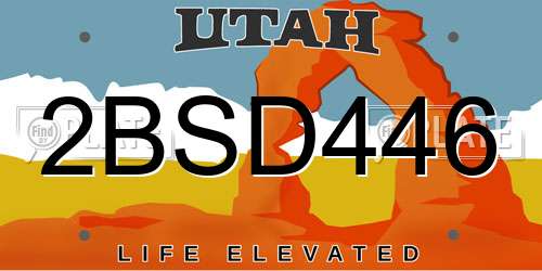 2BSD446 Utah License Plate