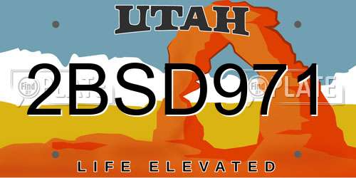 2BSD971 Utah License Plate