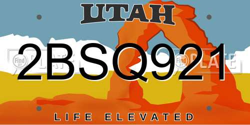 2BSQ921 Utah License Plate