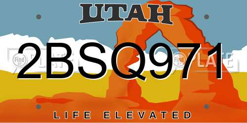 2BSQ971 Utah License Plate