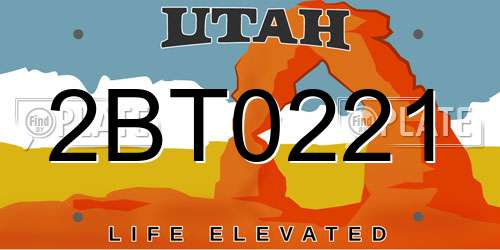 2BT0221 Utah License Plate