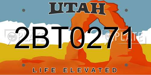 2BT0271 Utah License Plate