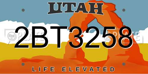 2BT3258 Utah License Plate