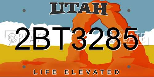 2BT3285 Utah License Plate