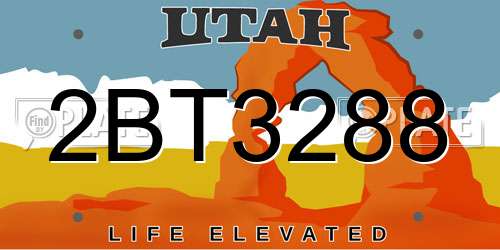 2BT3288 Utah License Plate