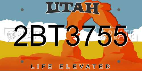 2BT3755 Utah License Plate