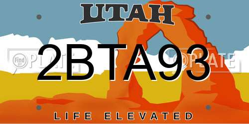 2BTA93 Utah License Plate
