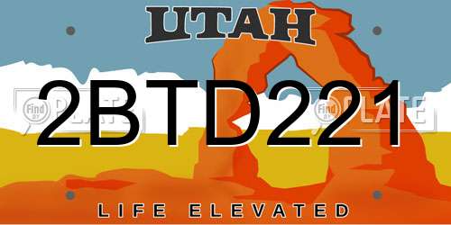 2BTD221 Utah License Plate