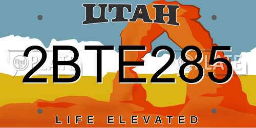 2BTE285 Utah License Plate