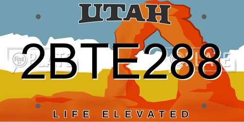 2BTE288 Utah License Plate