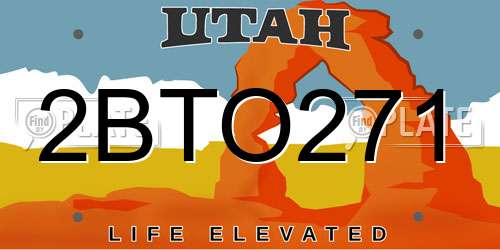 2BTO271 Utah License Plate