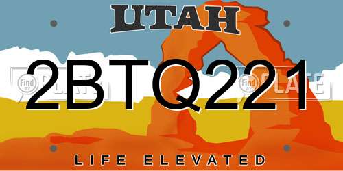 2BTQ221 Utah License Plate