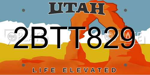 2BTT829 Utah License Plate