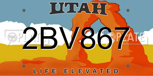 2BV867 Utah License Plate