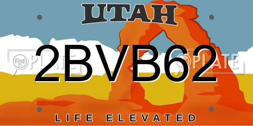 2BVB62 Utah License Plate