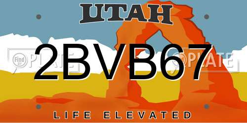2BVB67 Utah License Plate