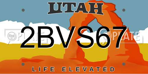 2BVS67 Utah License Plate