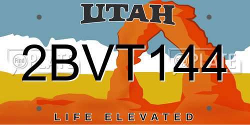 2BVT144 Utah License Plate