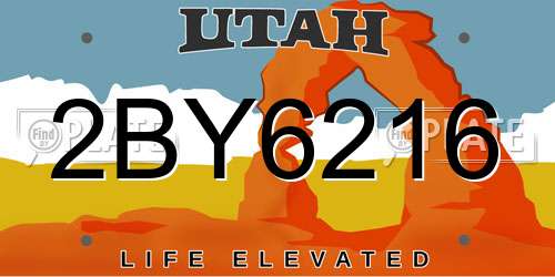 2BY6216 Utah License Plate
