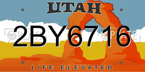 2BY6716 Utah License Plate