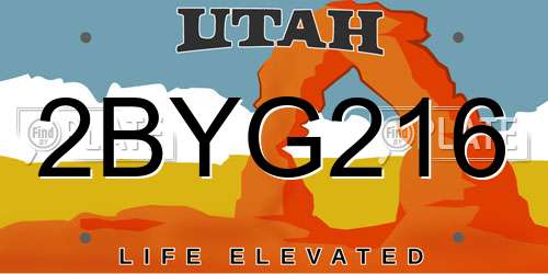 2BYG216 Utah License Plate