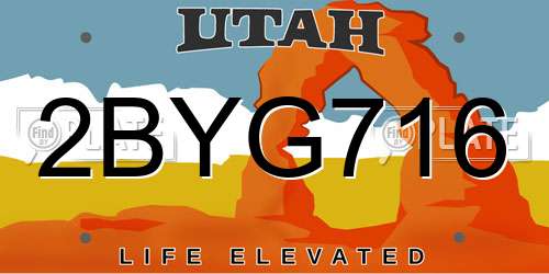 2BYG716 Utah License Plate