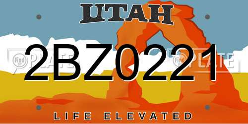 2BZ0221 Utah License Plate