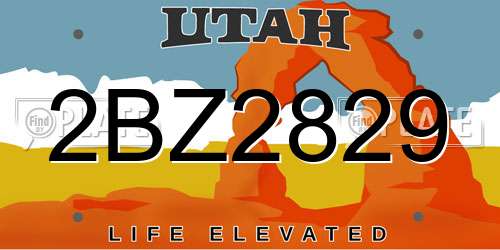 2BZ2829 Utah License Plate