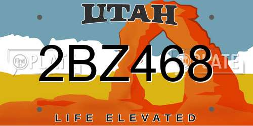 2BZ468 Utah License Plate