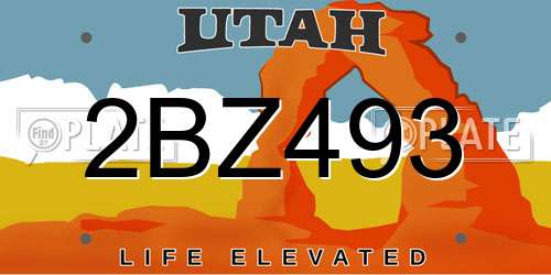 2BZ493 Utah License Plate